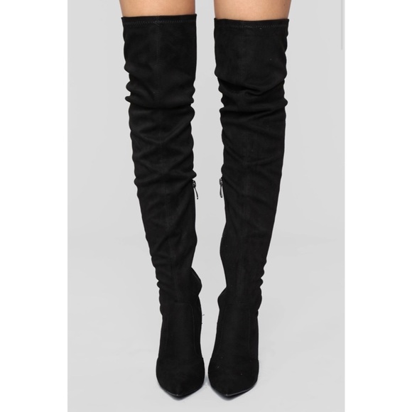 Fashion Nova Sexy Can I Boot Black Knee High Heel Boots - Picture 2 of 5